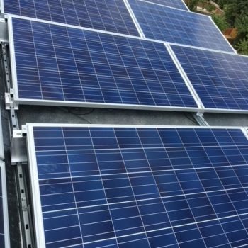 Rows of Solar Panels on a Flat Roof