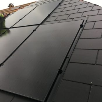 Solar Panel and Roof Tile Installation Close Up